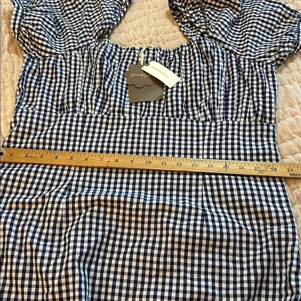 Anthropologie Forever that girl Gingham Puff Sleeve Dress new tag size large - Picture 6 of 9